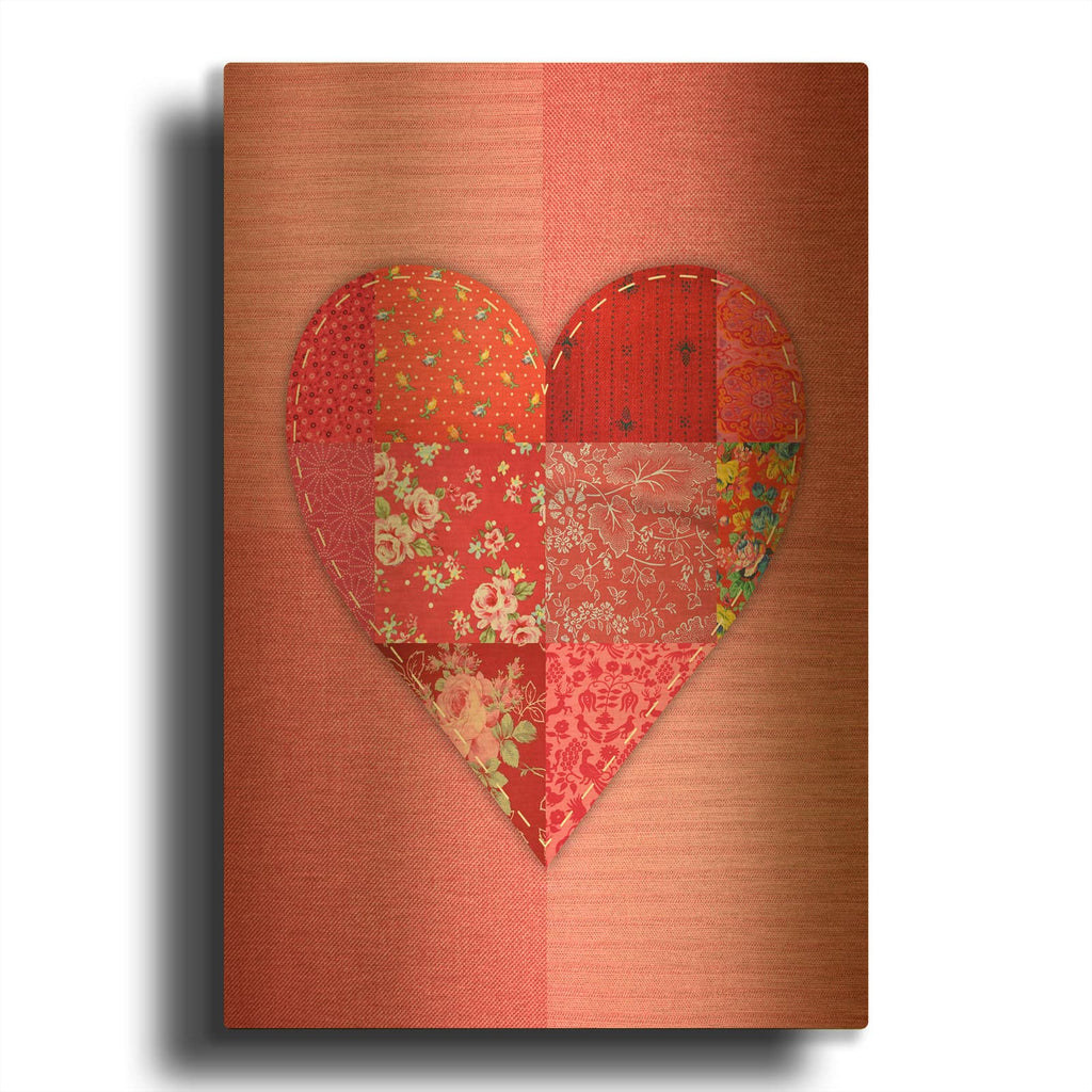 'Patch Heart Pink' By Rachel Caldwell Gold Metal Wall Art