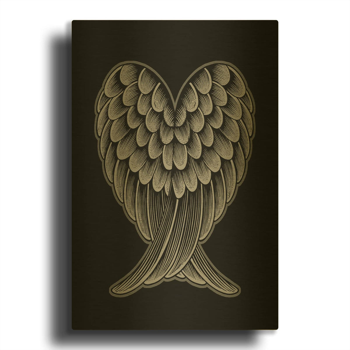 'Heart Wings On Black' By Rachel Caldwell Gold Metal Wall Art