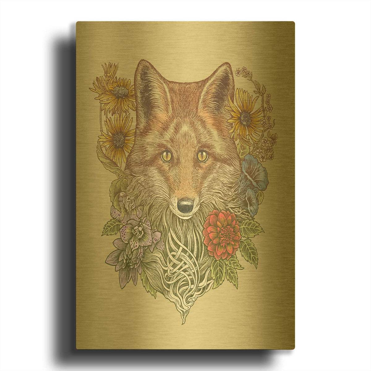 'Fox Garden' By Rachel Caldwell Gold Metal Wall Art