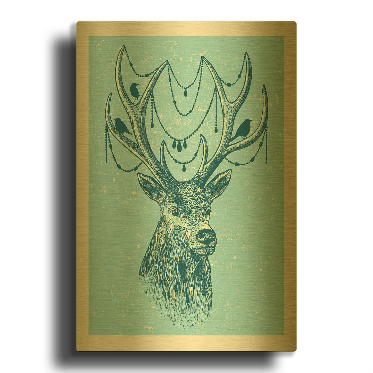 'Festive Reindeer' By Rachel Caldwell Gold Metal Wall Art