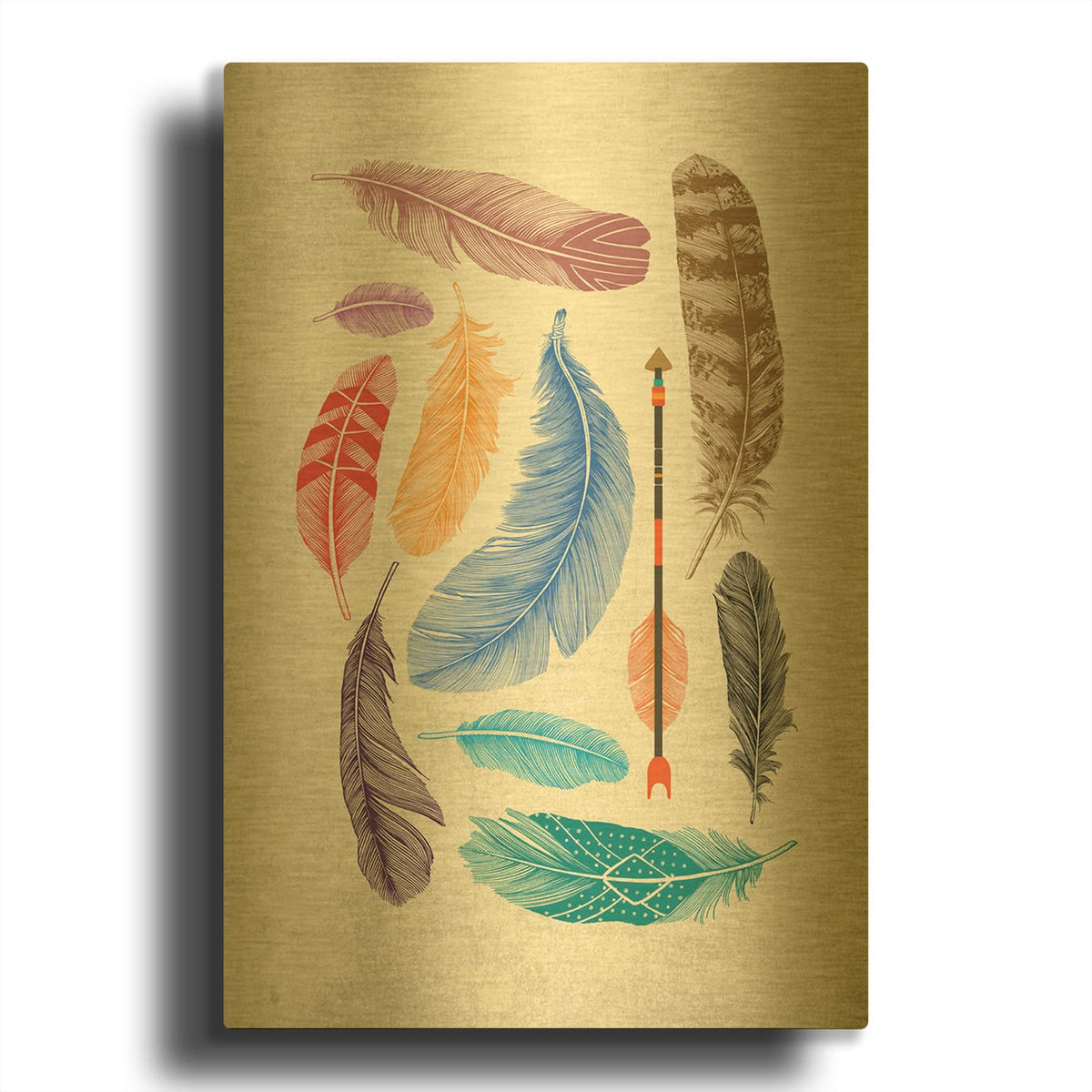 'Feather Collection' By Rachel Caldwell Gold Metal Wall Art
