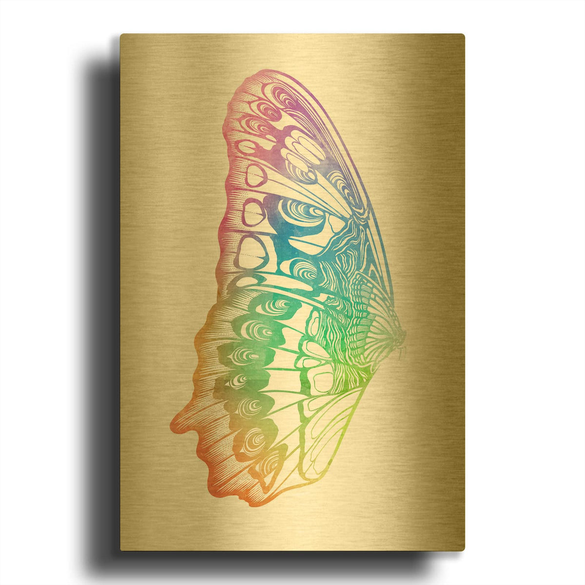 'Butterfly Wing Watercolor' By Rachel Caldwell Gold Metal Wall Art