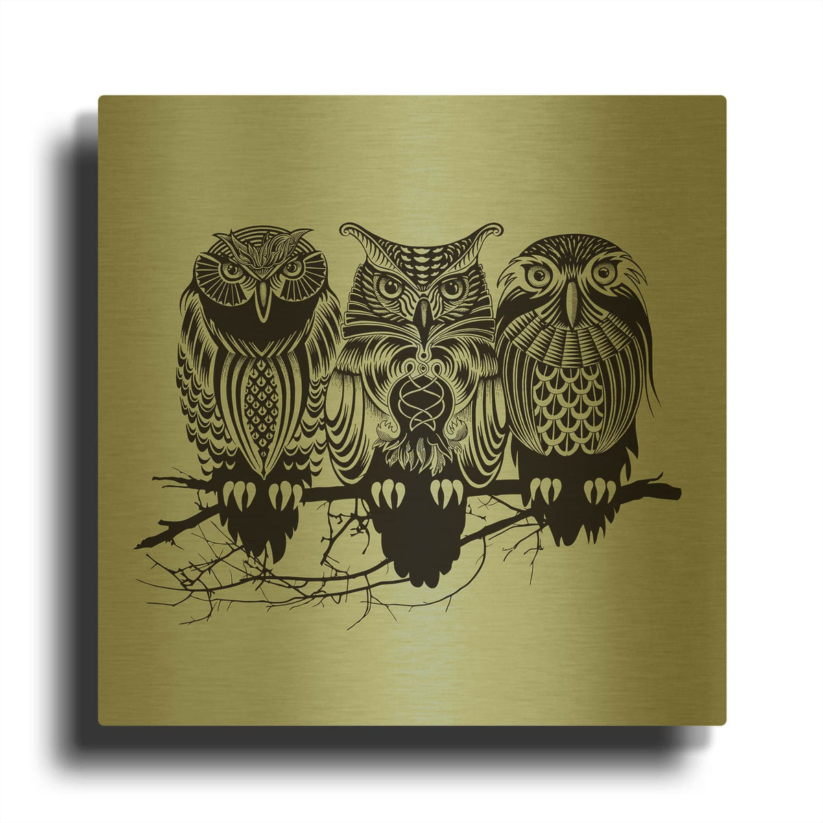 'Owls Of The Nile' By Rachel Caldwell Gold Metal Wall Art