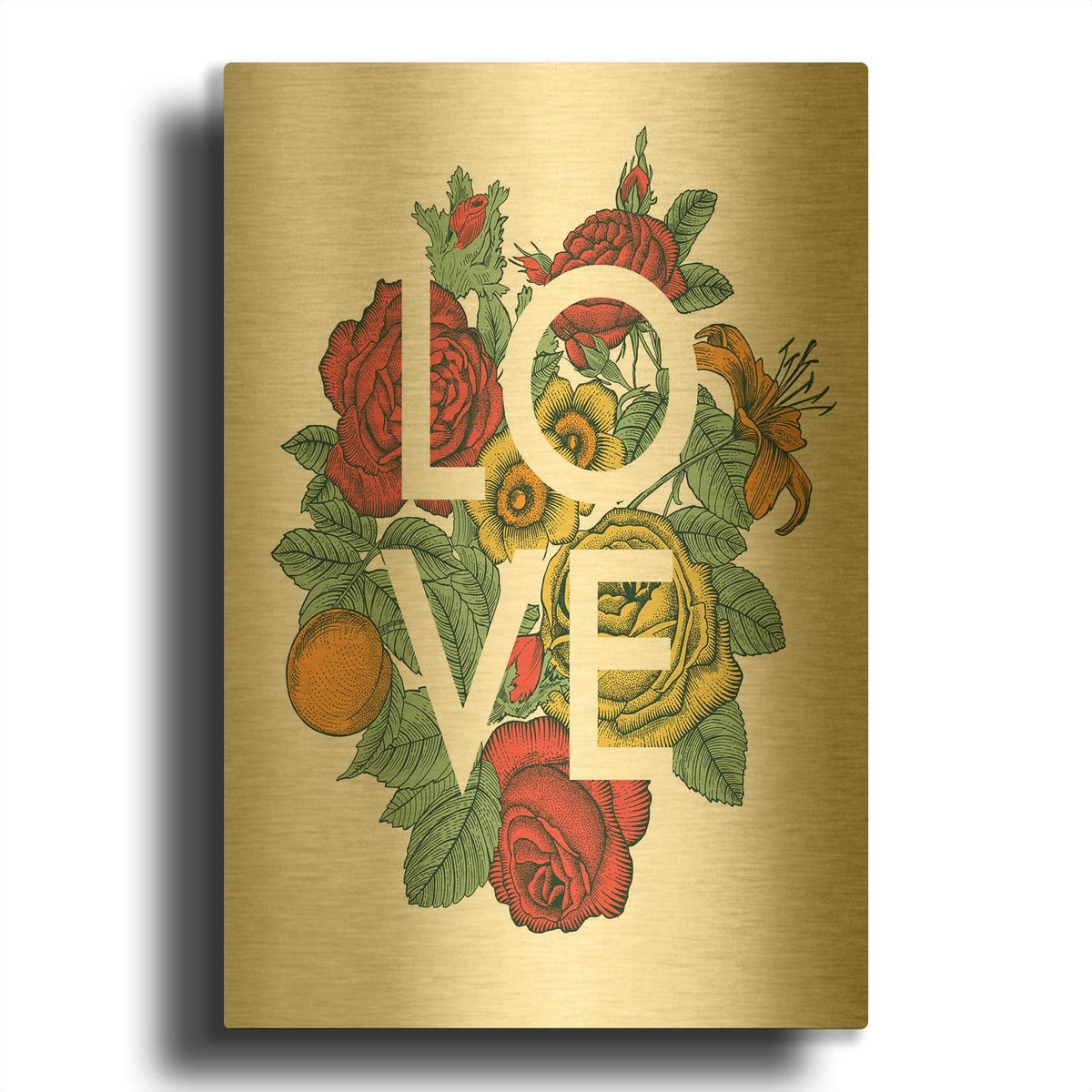 'Love' By Rachel Caldwell Gold Metal Wall Art