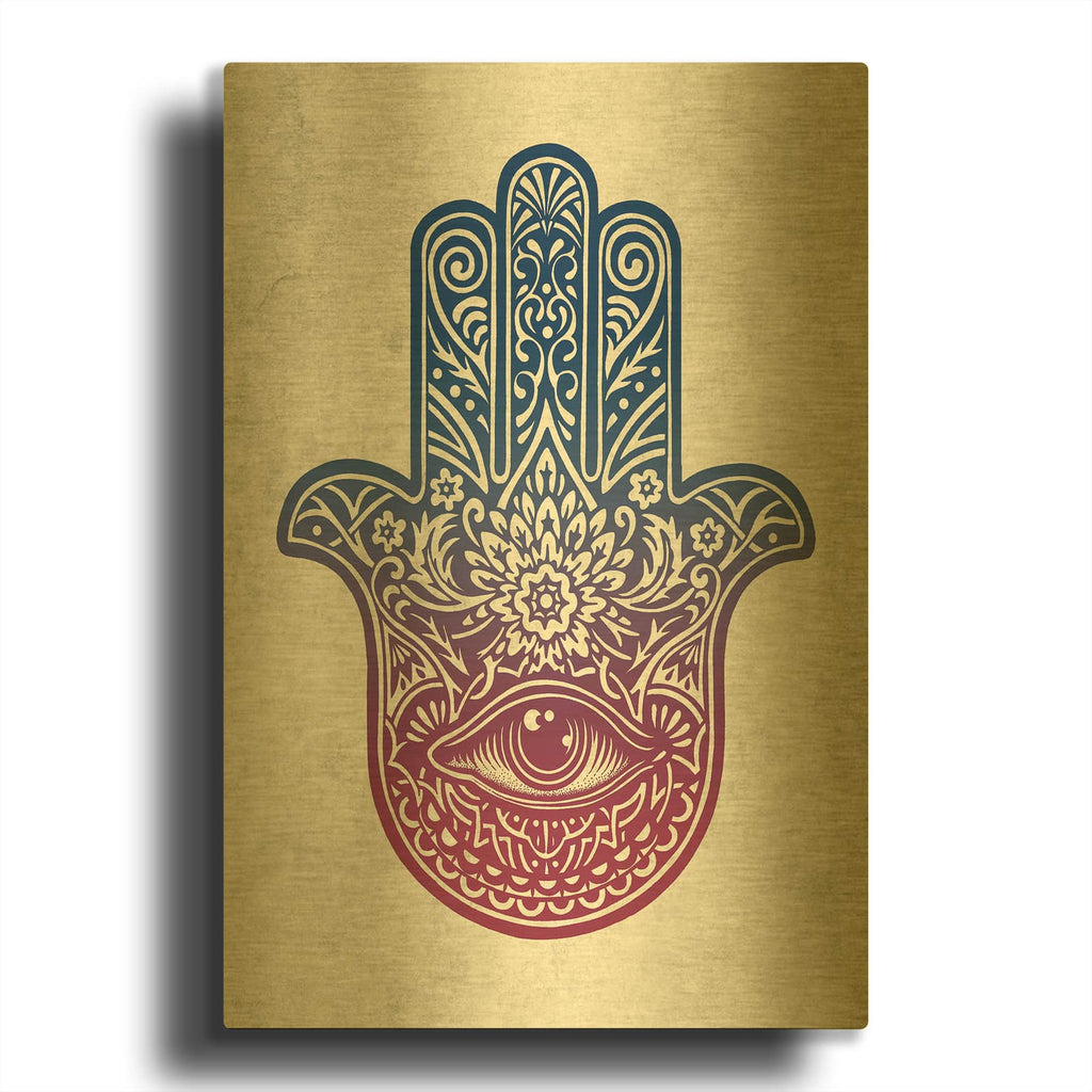 'Hamsa Hand' By Rachel Caldwell Gold Metal Wall Art
