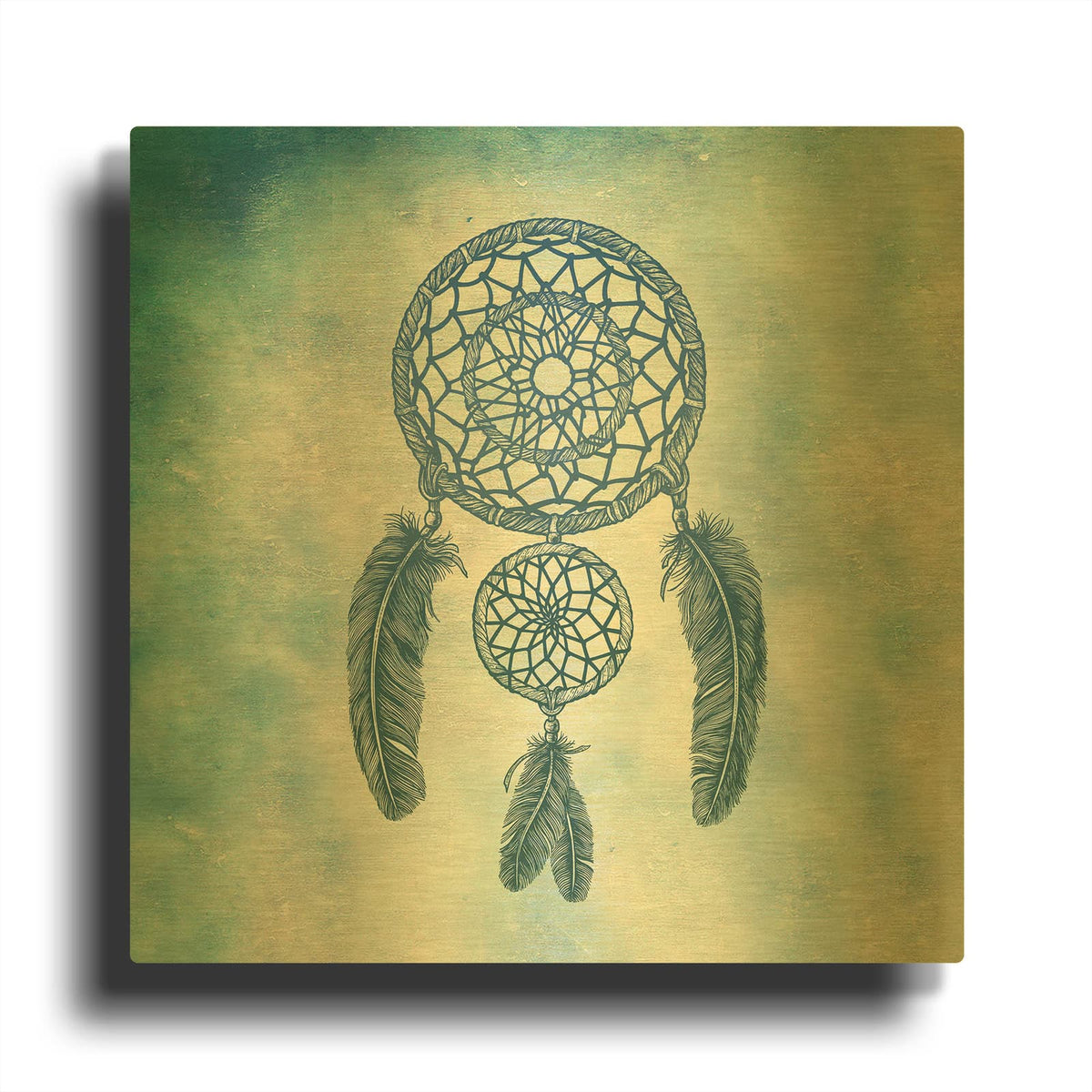 'Double Dream Catcher' By Rachel Caldwell Gold Metal Wall Art