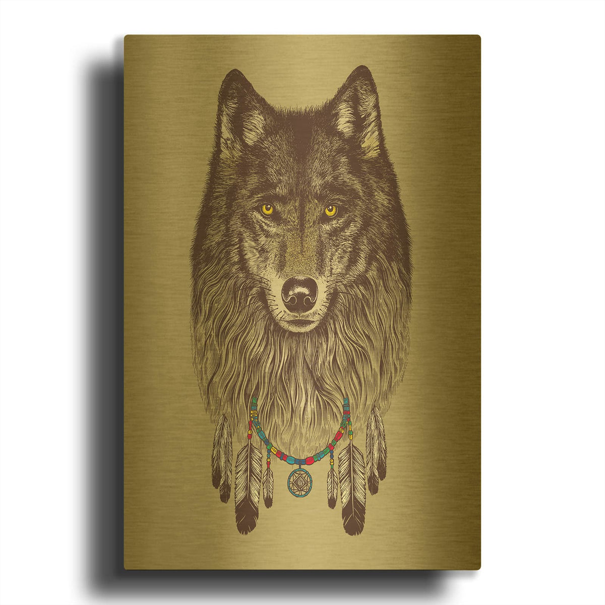 'Wolf Dreams' By Rachel Caldwell Gold Metal Wall Art