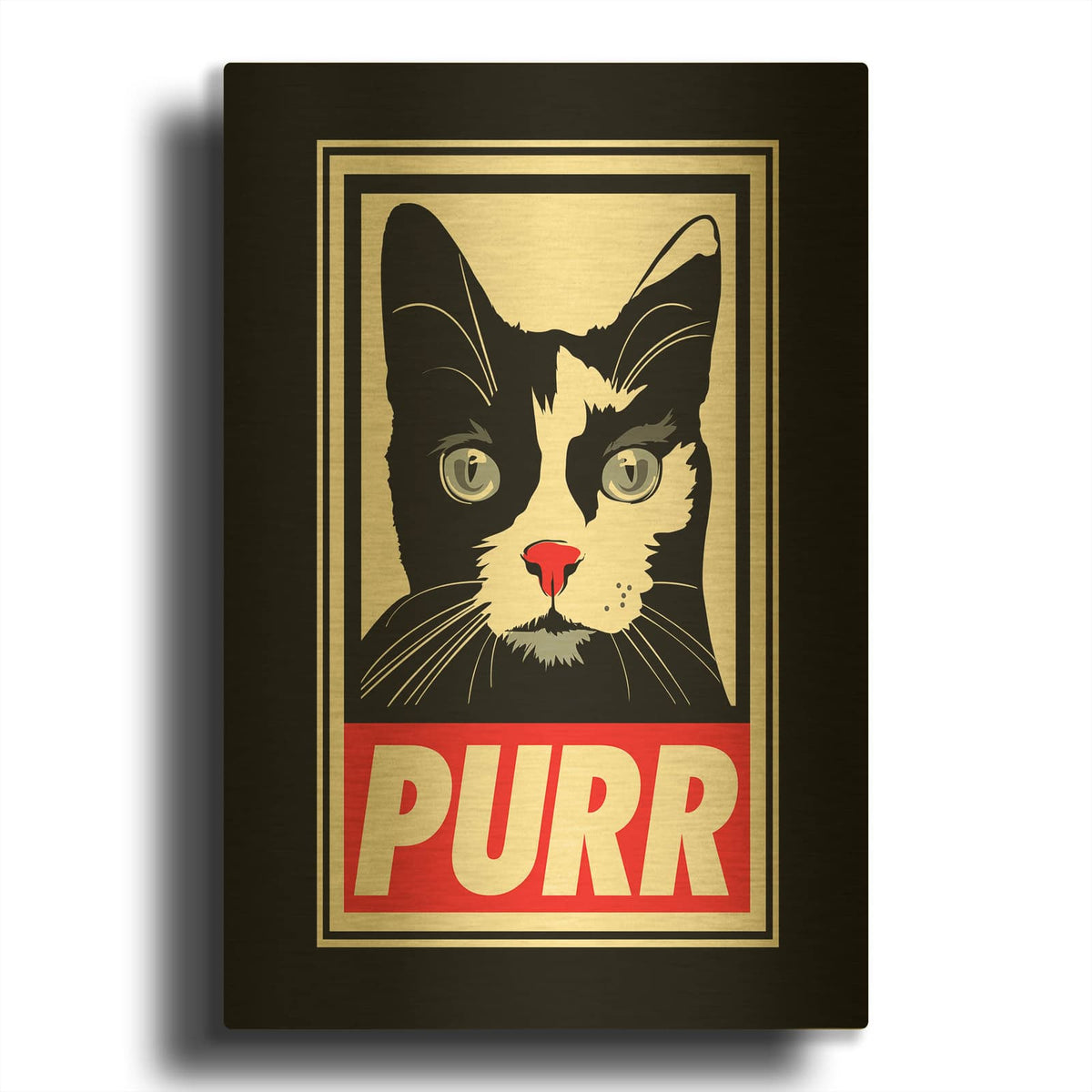 'PURR Propaganda 2' By Rachel Caldwell Gold Metal Wall Art