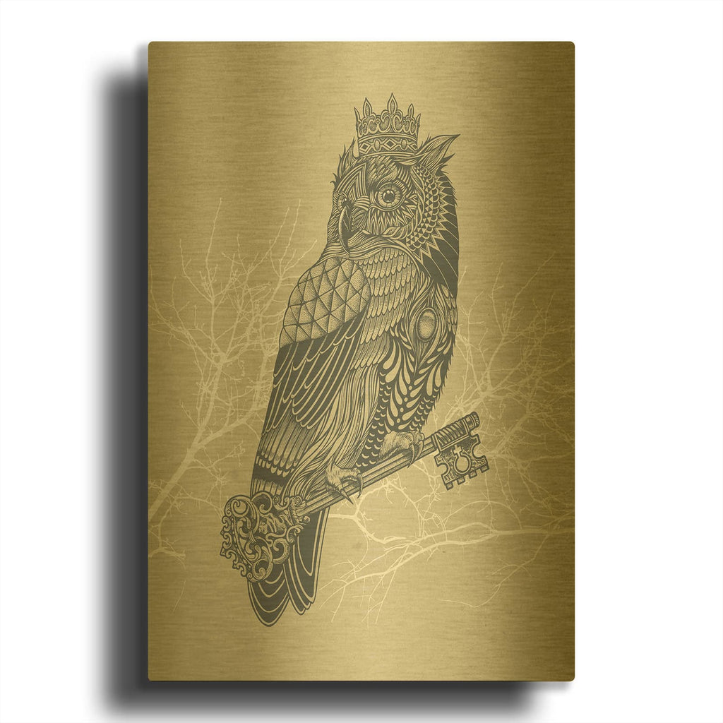'Owl_King' By Luxe Gold Metal Wall Art