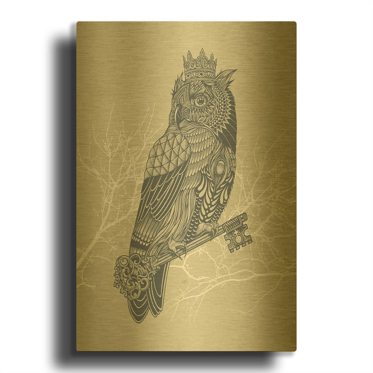 'Owl_King' By Luxe Gold Metal Wall Art