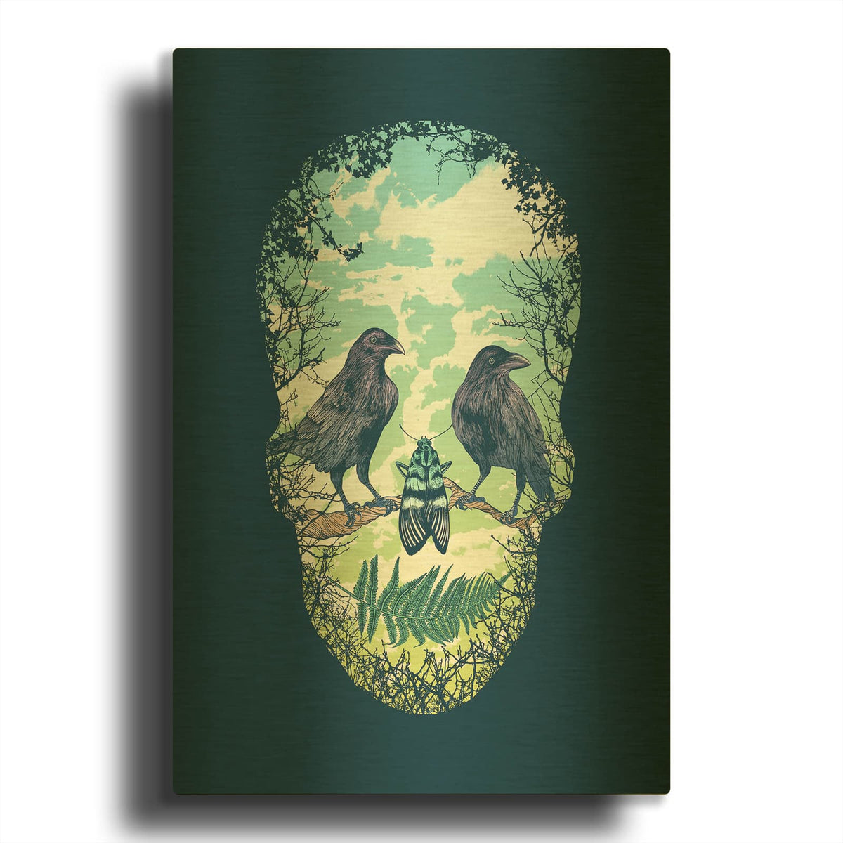 'Nature Skull' By Rachel Caldwell Gold Metal Wall Art