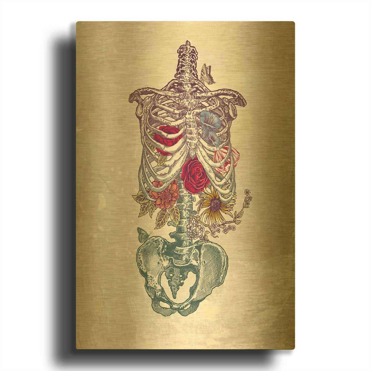 'Flowers From Within' By Rachel Caldwell Gold Metal Wall Art