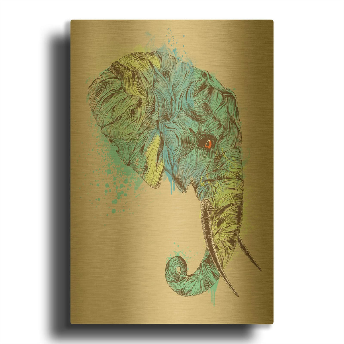 'Elephant King' By Rachel Caldwell Gold Metal Wall Art