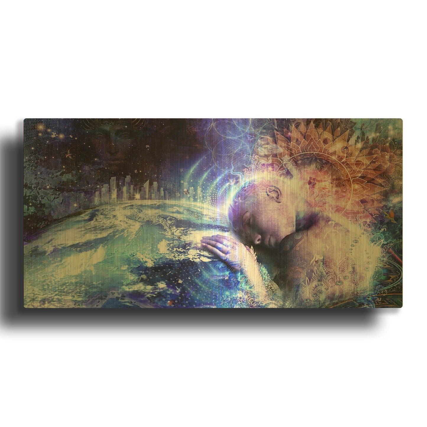 'A Prayer For The Earth' By Cameron Gray Gold Metal Wall Art