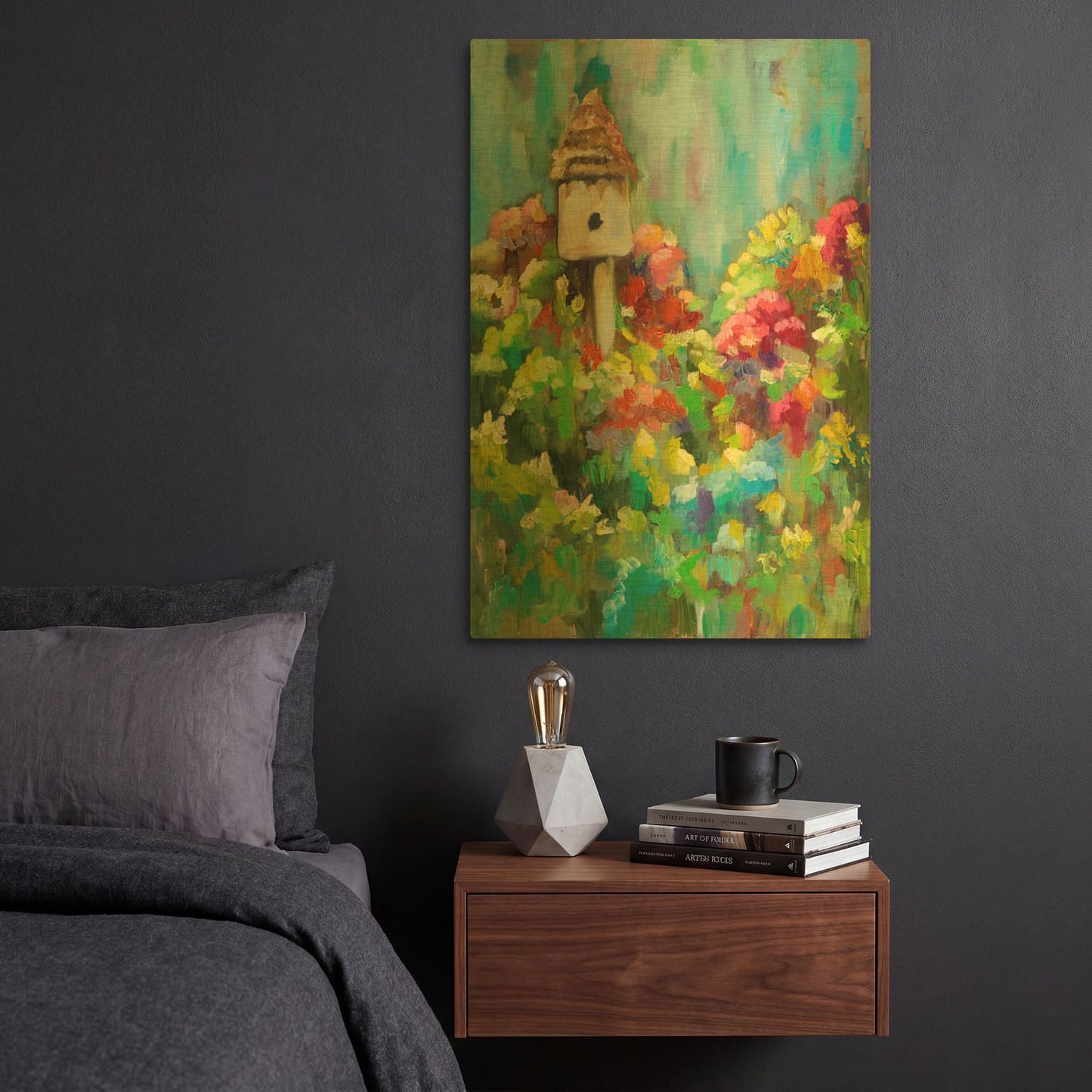 'Spring Birdhouse' By Sarah Davis Gold Metal Wall Art