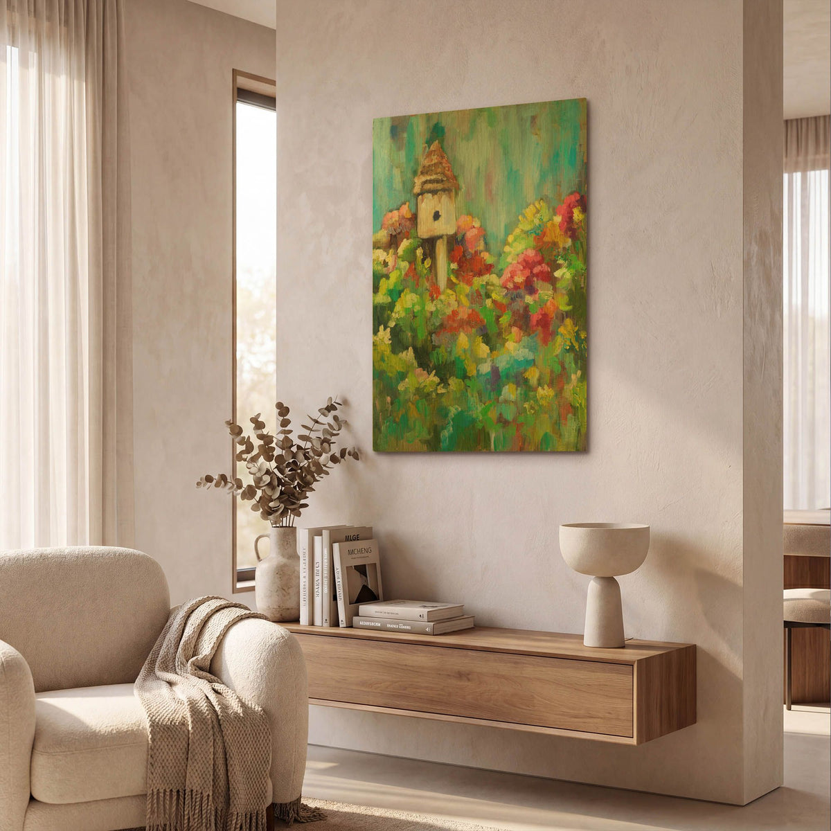 'Spring Birdhouse' By Sarah Davis Gold Metal Wall Art