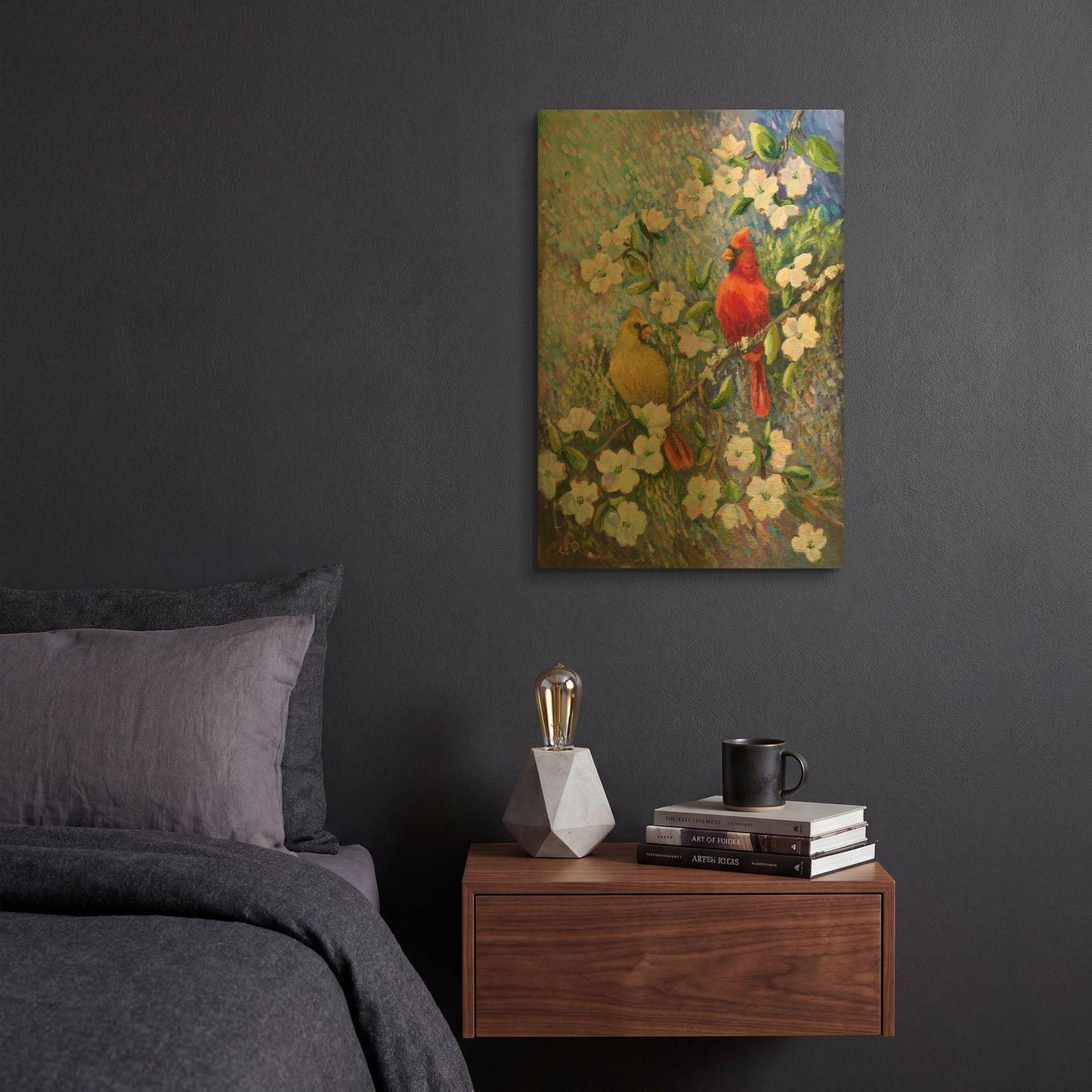 'Cardinal Impressions' By Sarah Davis Gold Metal Wall Art
