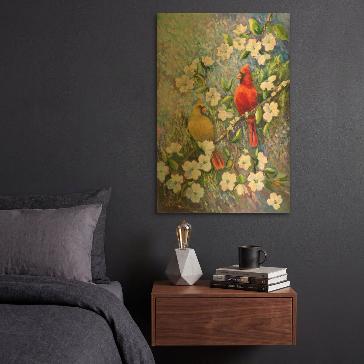 'Cardinal Impressions' By Sarah Davis Gold Metal Wall Art