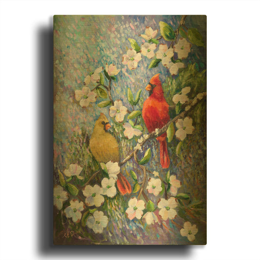 'Cardinal Impressions' By Sarah Davis Gold Metal Wall Art