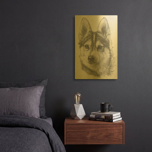 'Alaskan Klee Kai' By Barbara Keith Gold Metal Wall Art
