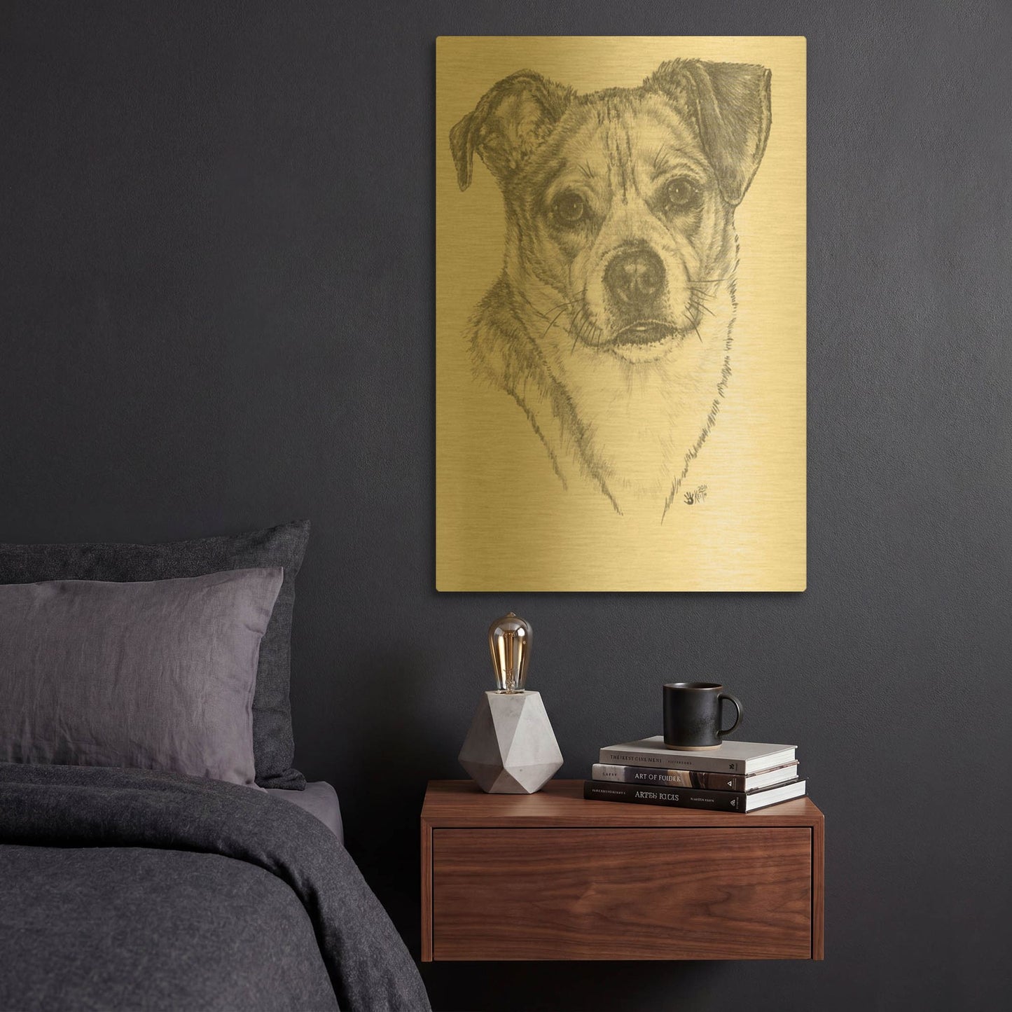 'Chug' By Barbara Keith Gold Metal Wall Art