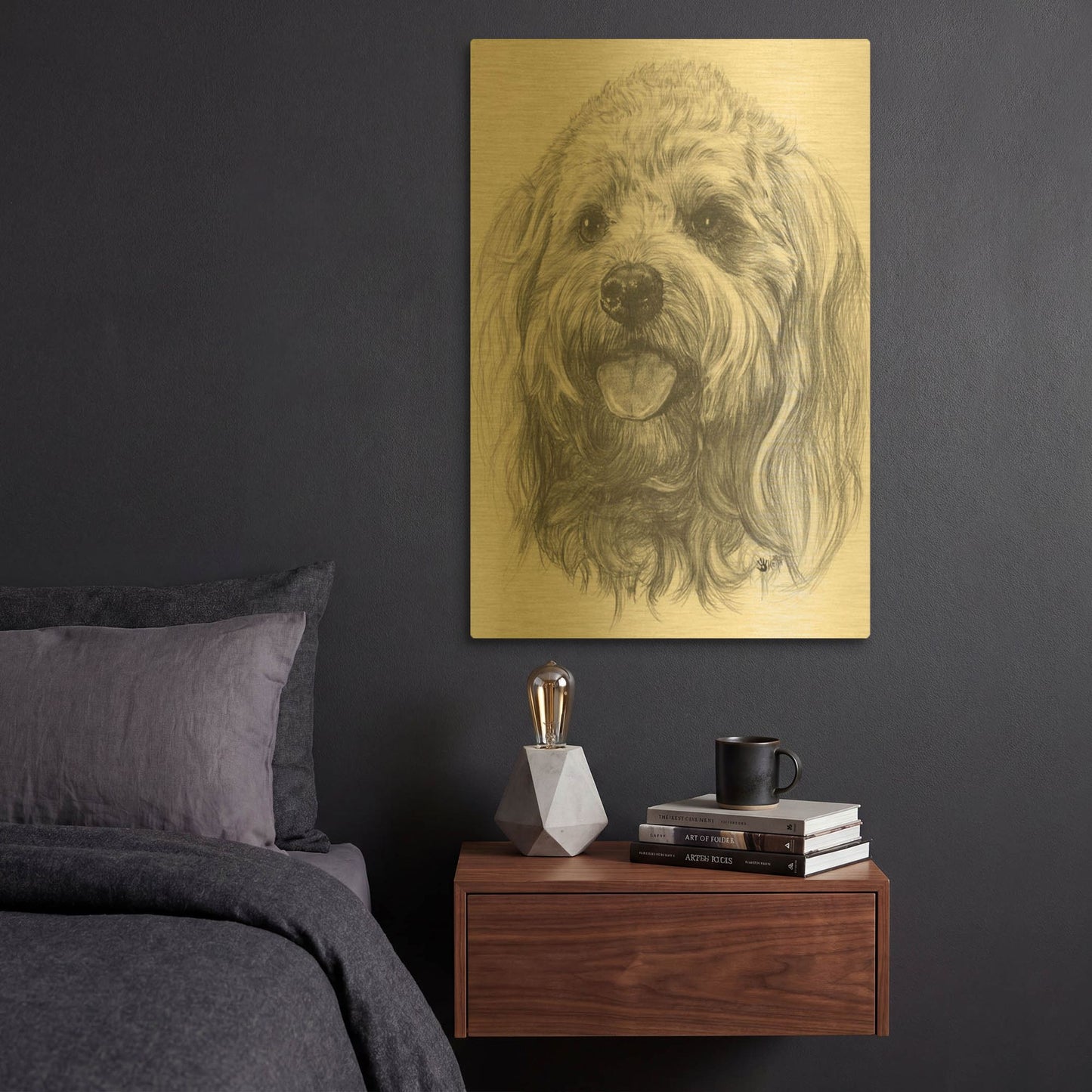 'Cock-a-poo' By Barbara Keith Gold Metal Wall Art