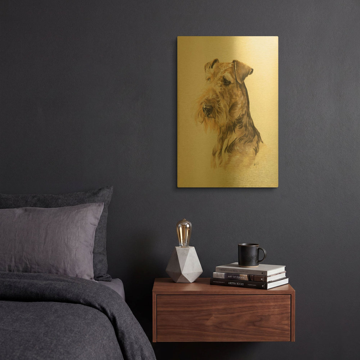 'Airedale' By Barbara Keith Gold Metal Wall Art