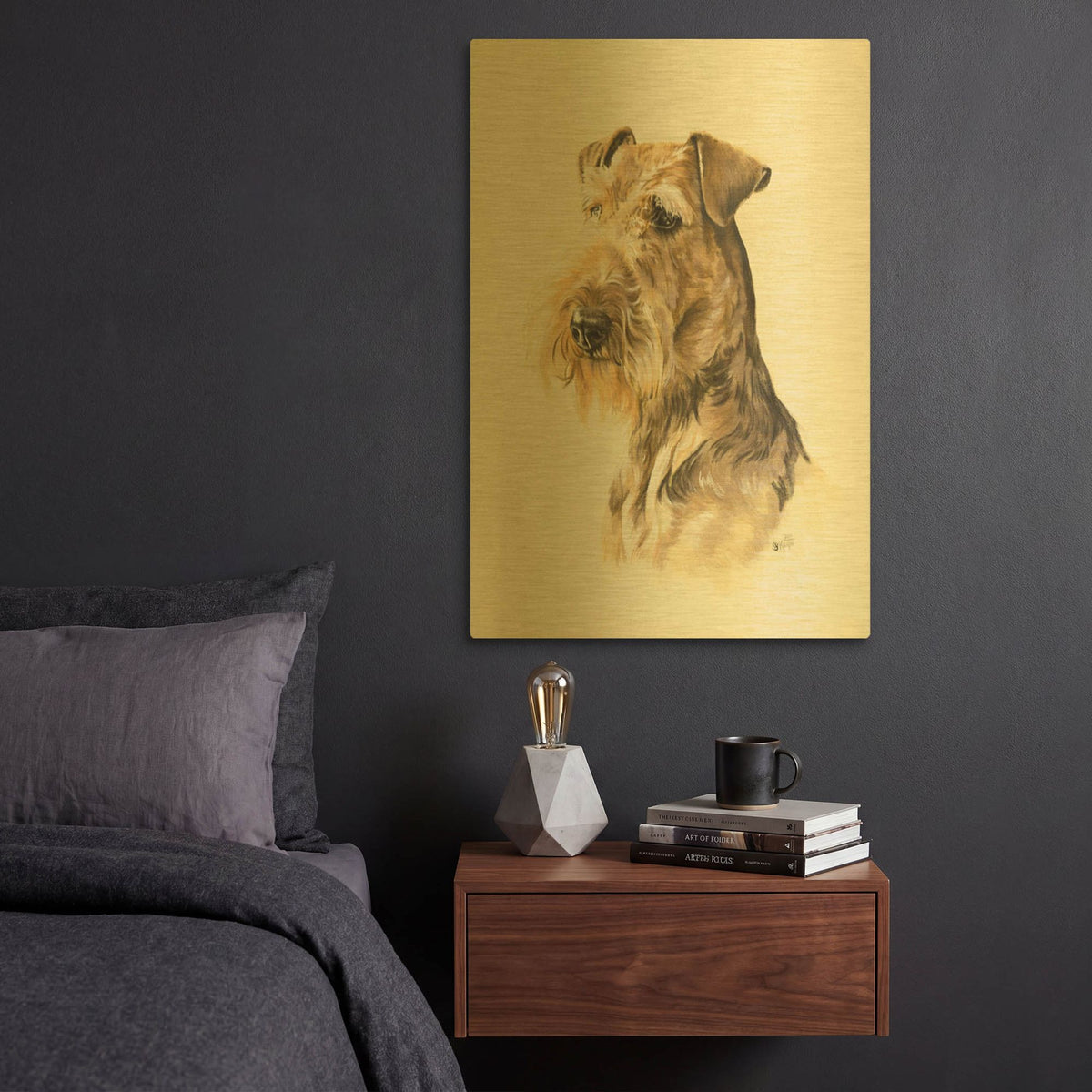 'Airedale' By Barbara Keith Gold Metal Wall Art