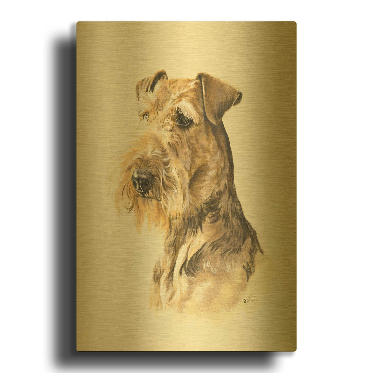 'Airedale' By Barbara Keith Gold Metal Wall Art