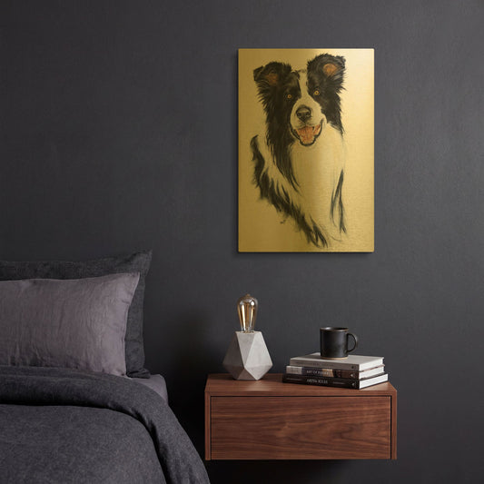 'Border Collie' By Barbara Keith Gold Metal Wall Art