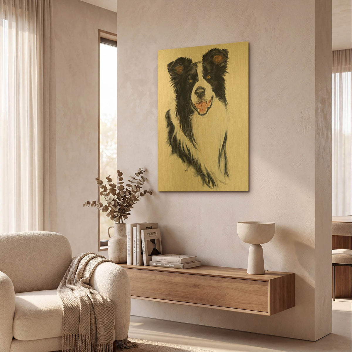'Border Collie' By Barbara Keith Gold Metal Wall Art