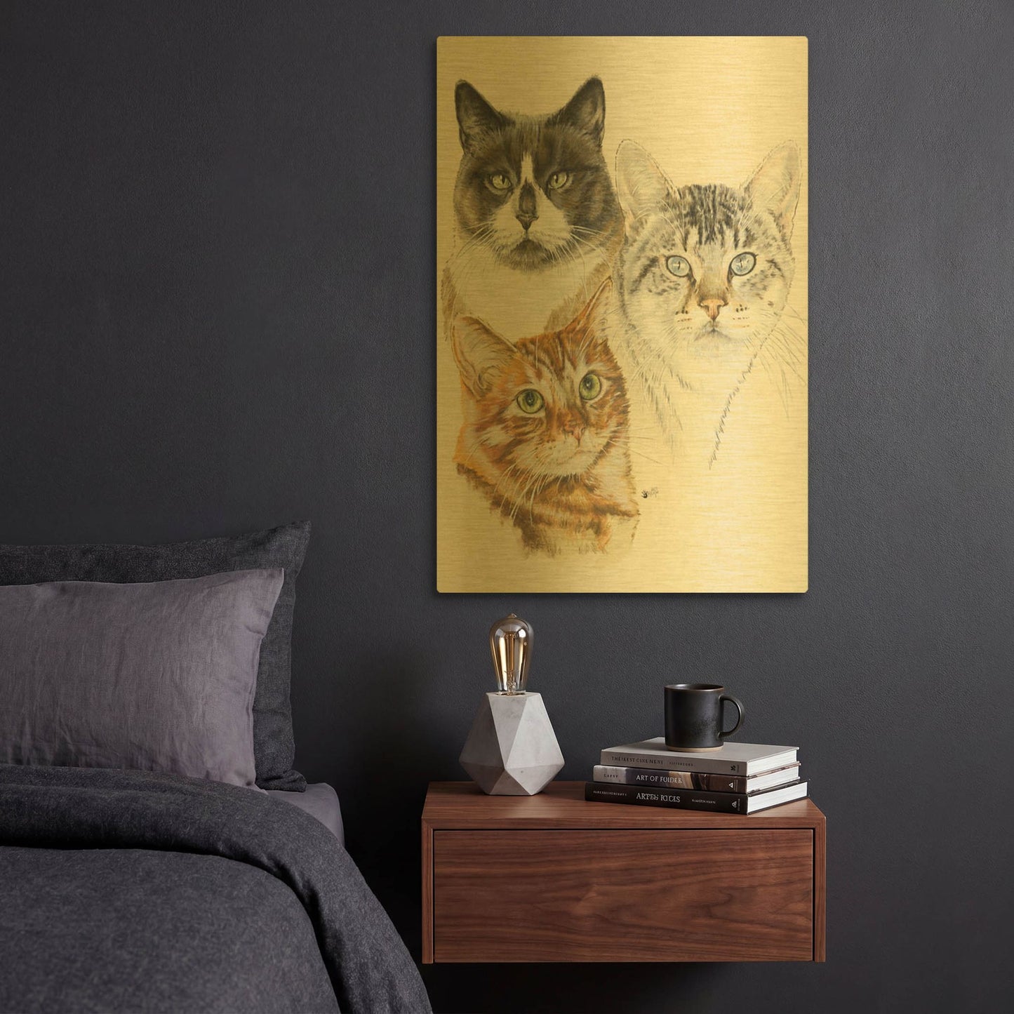 'American Shorthair 2' By Barbara Keith Gold Metal Wall Art