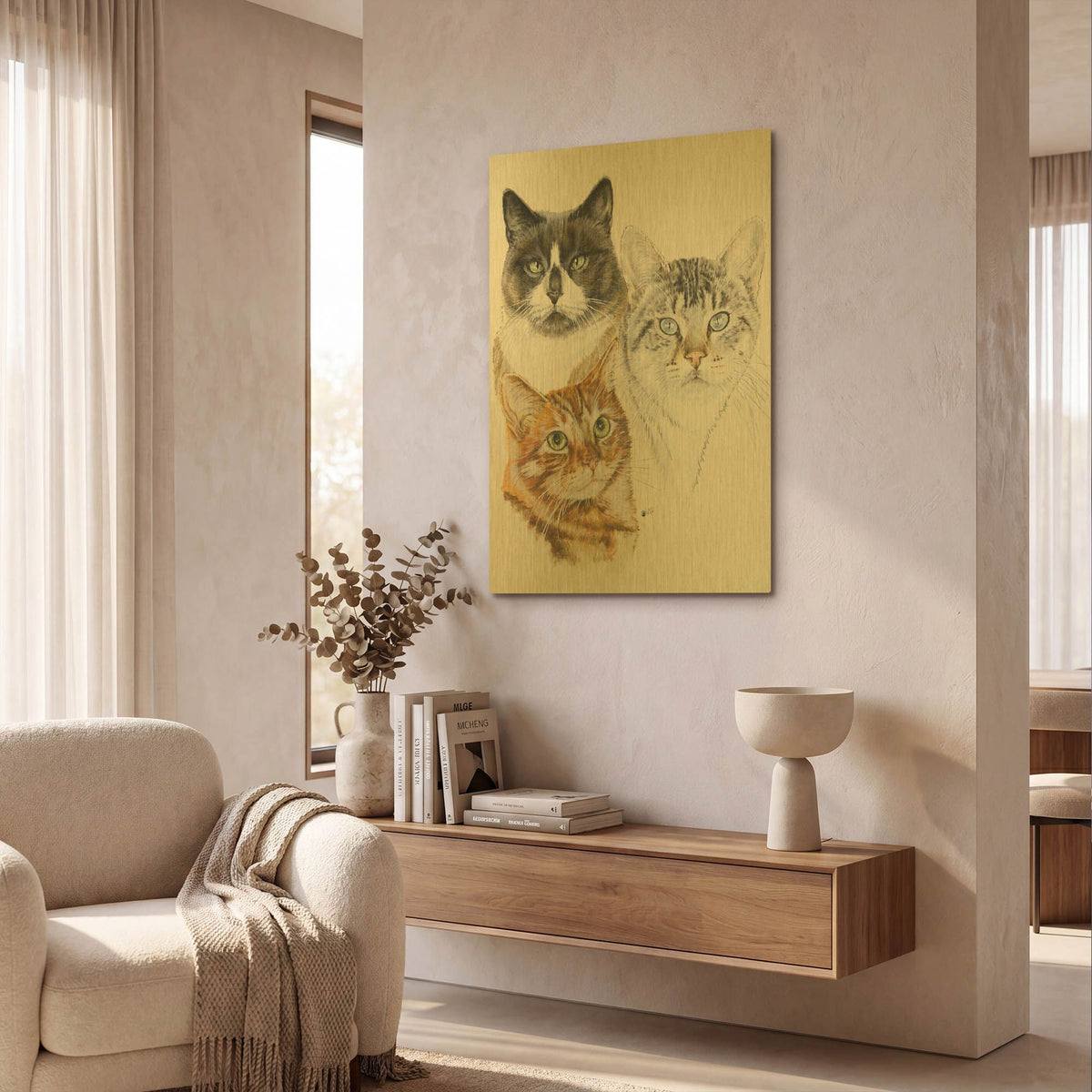 'American Shorthair 2' By Barbara Keith Gold Metal Wall Art