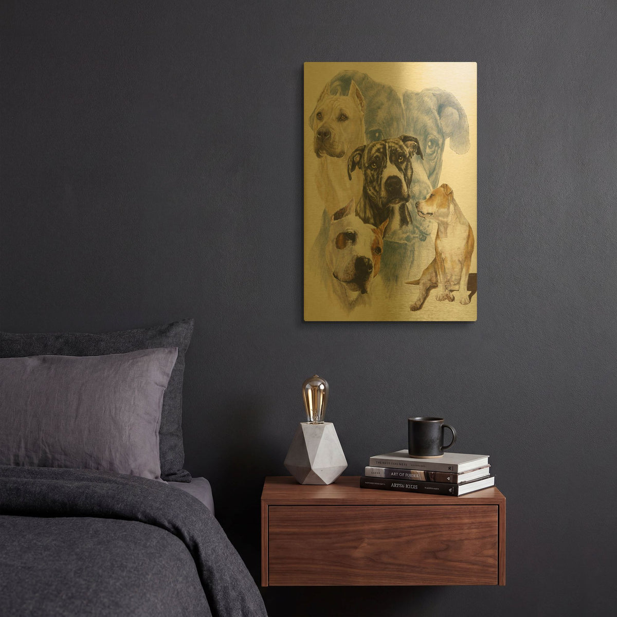 'American Staffordshire Terrier' By Barbara Keith Gold Metal Wall Art