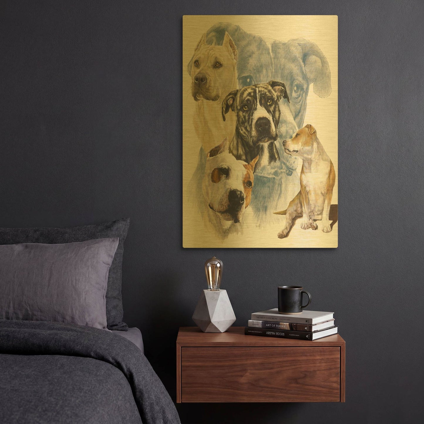 'American Staffordshire Terrier' By Barbara Keith Gold Metal Wall Art