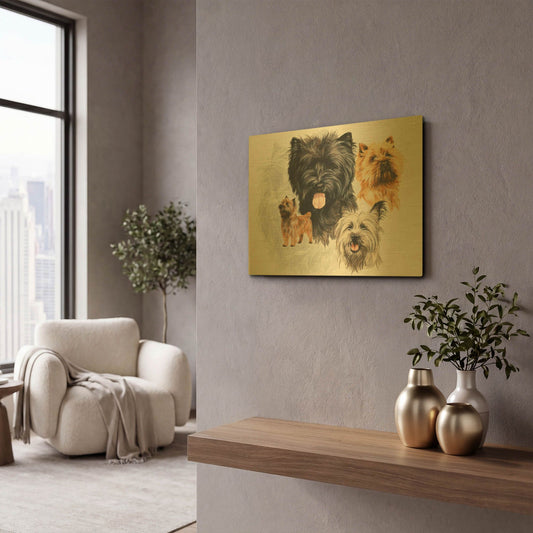 'Cairn Terrier' By Barbara Keith Gold Metal Wall Art