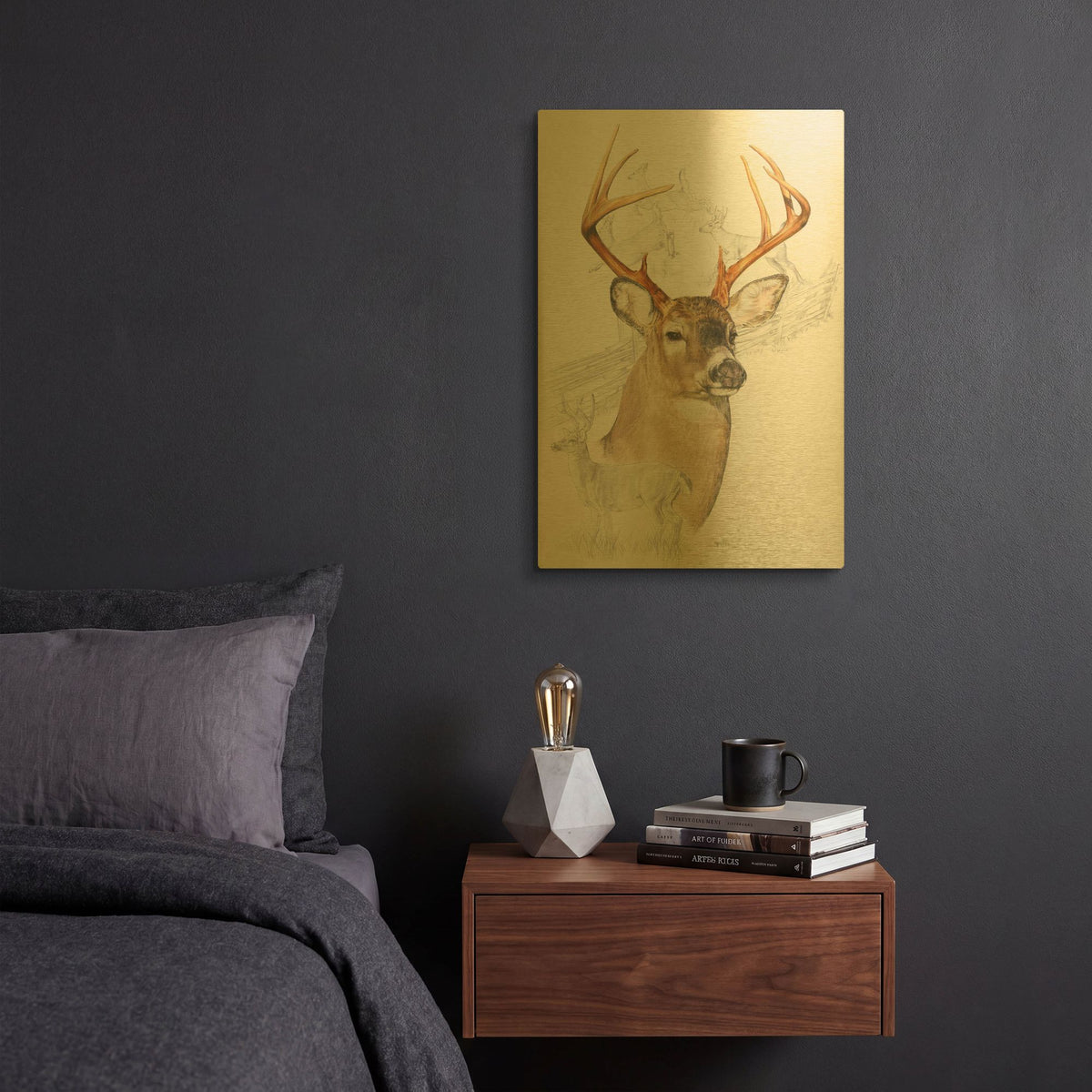 'White Tailed Deer' By Barbara Keith Gold Metal Wall Art