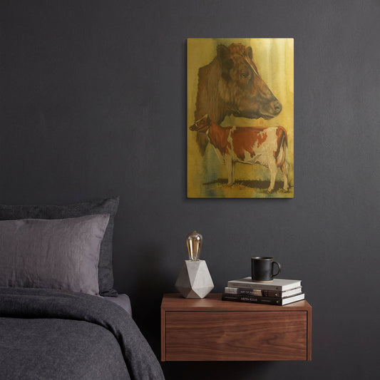 'Ayrshire Cows' By Barbara Keith Gold Metal Wall Art