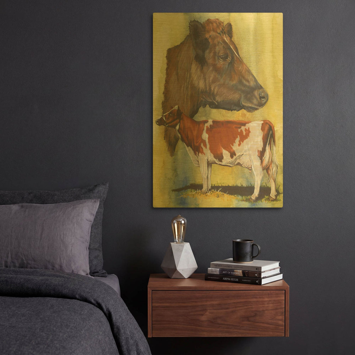 'Ayrshire Cows' By Barbara Keith Gold Metal Wall Art