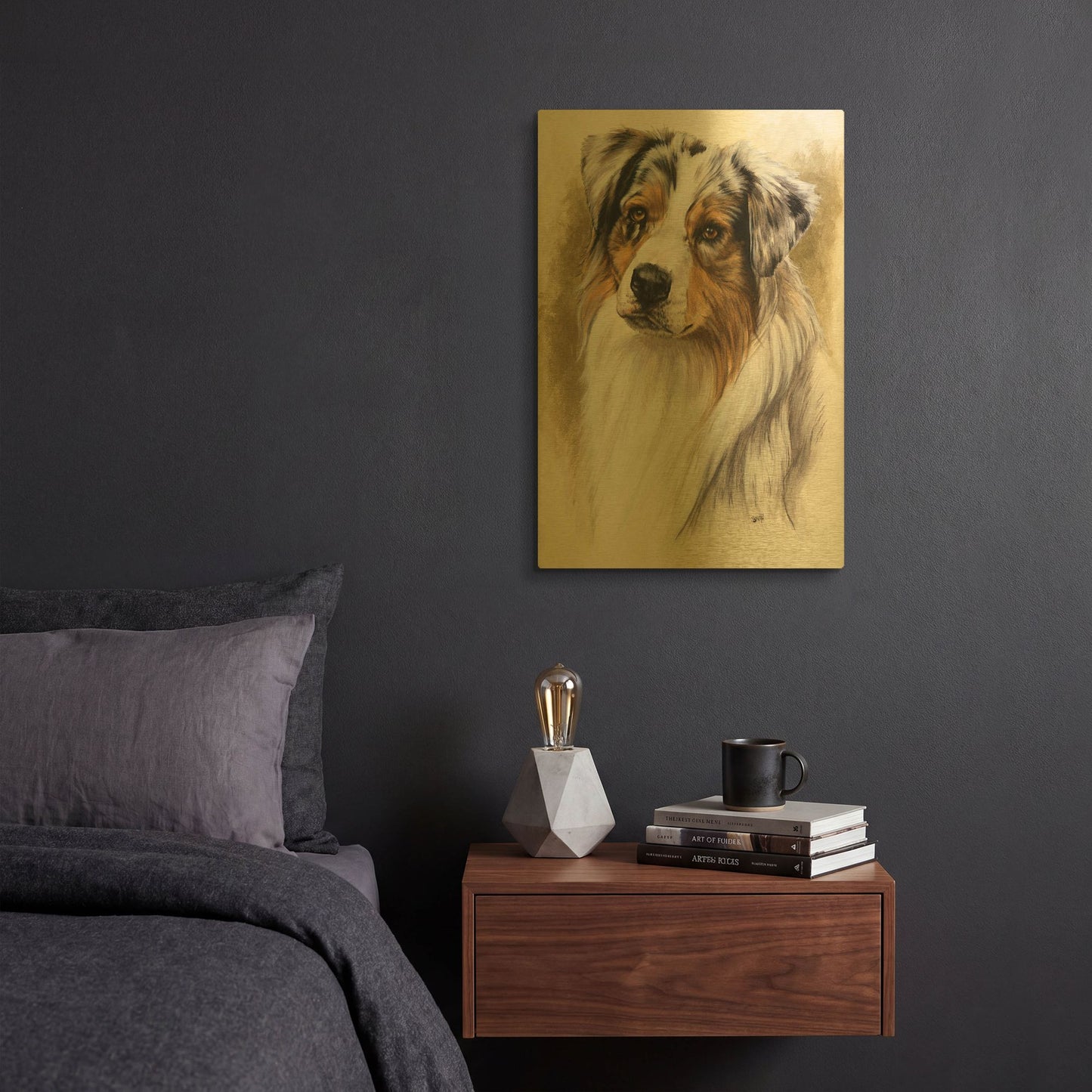 'Australian Shepherd' By Barbara Keith Gold Metal Wall Art