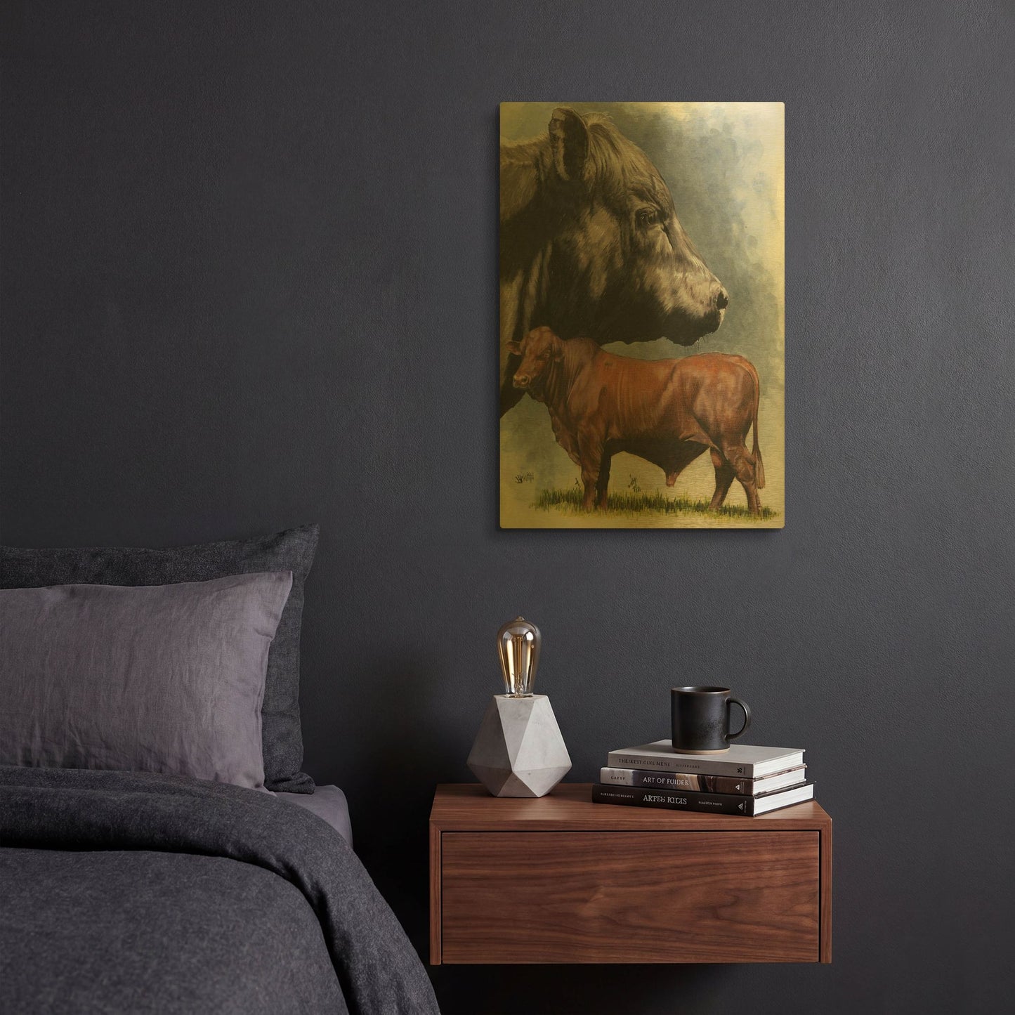 'Angus Cattle' By Barbara Keith Gold Metal Wall Art