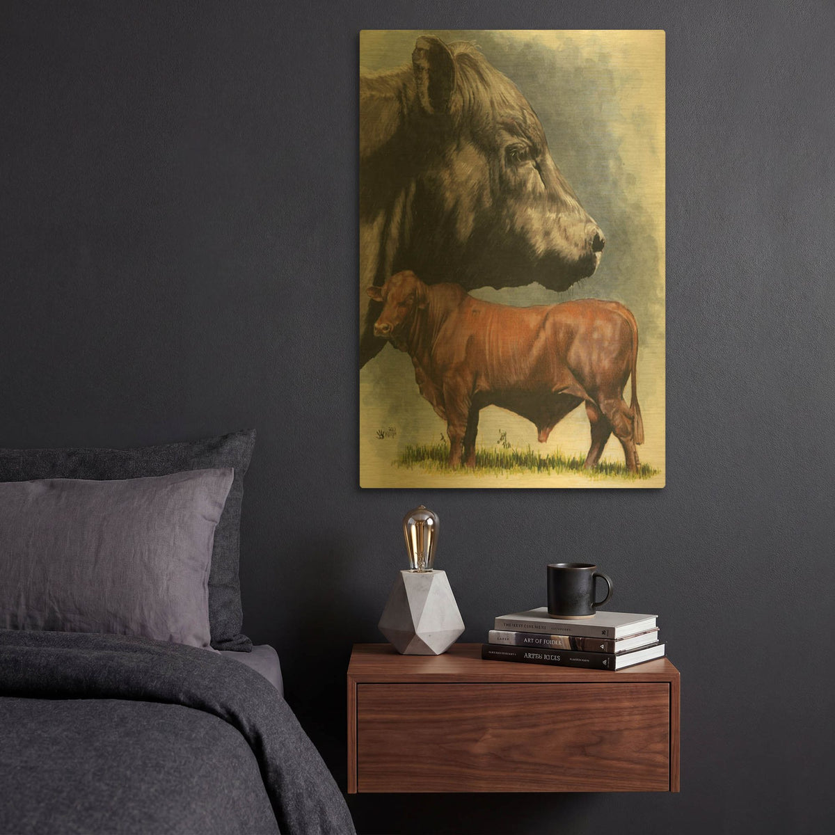 'Angus Cattle' By Barbara Keith Gold Metal Wall Art