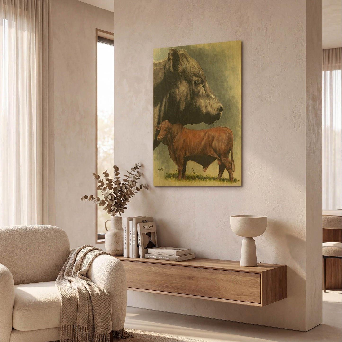 'Angus Cattle' By Barbara Keith Gold Metal Wall Art