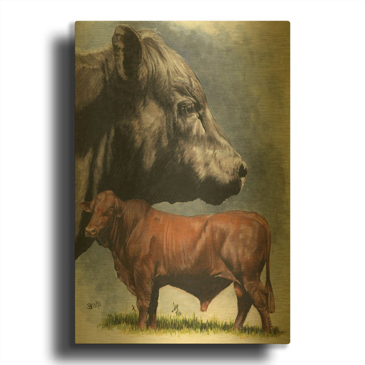 'Angus Cattle' By Barbara Keith Gold Metal Wall Art