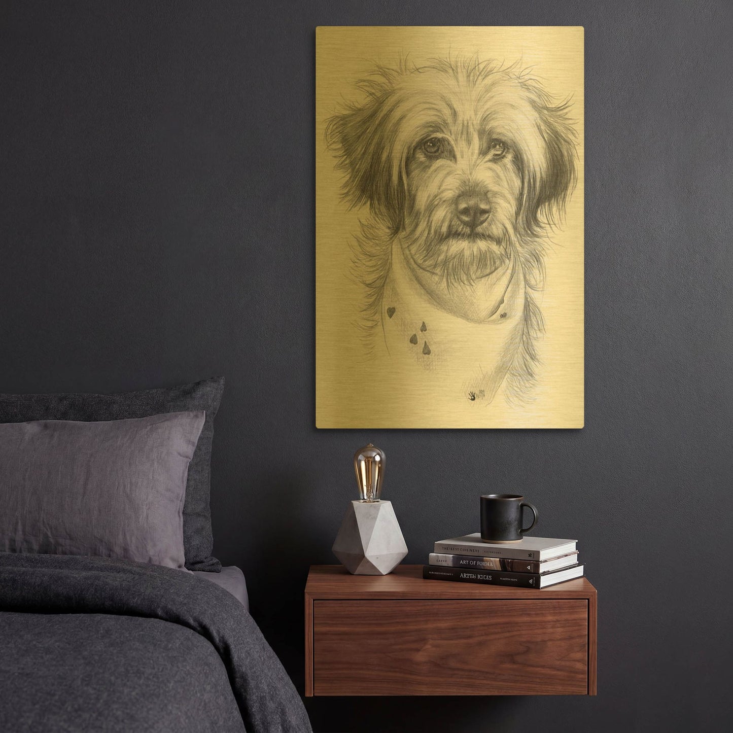 'Pom-A-Poo' By Barbara Keith Gold Metal Wall Art