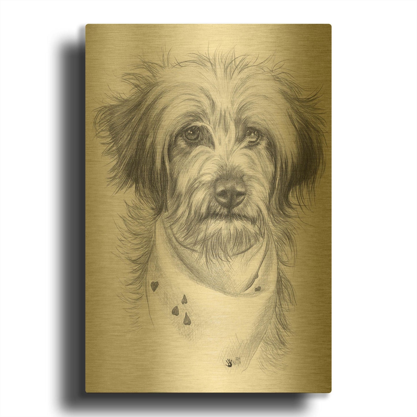 'Pom-A-Poo' By Barbara Keith Gold Metal Wall Art