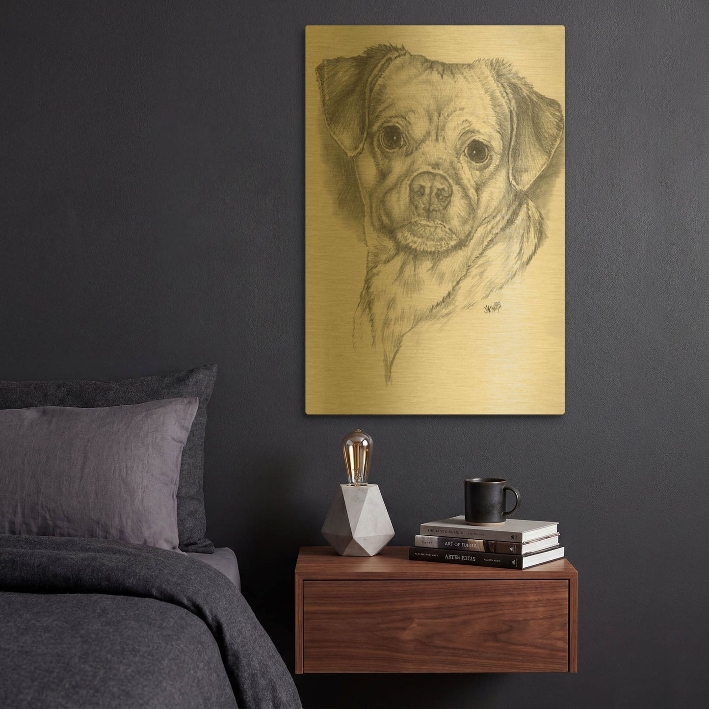 'Pugwawa' By Barbara Keith Gold Metal Wall Art