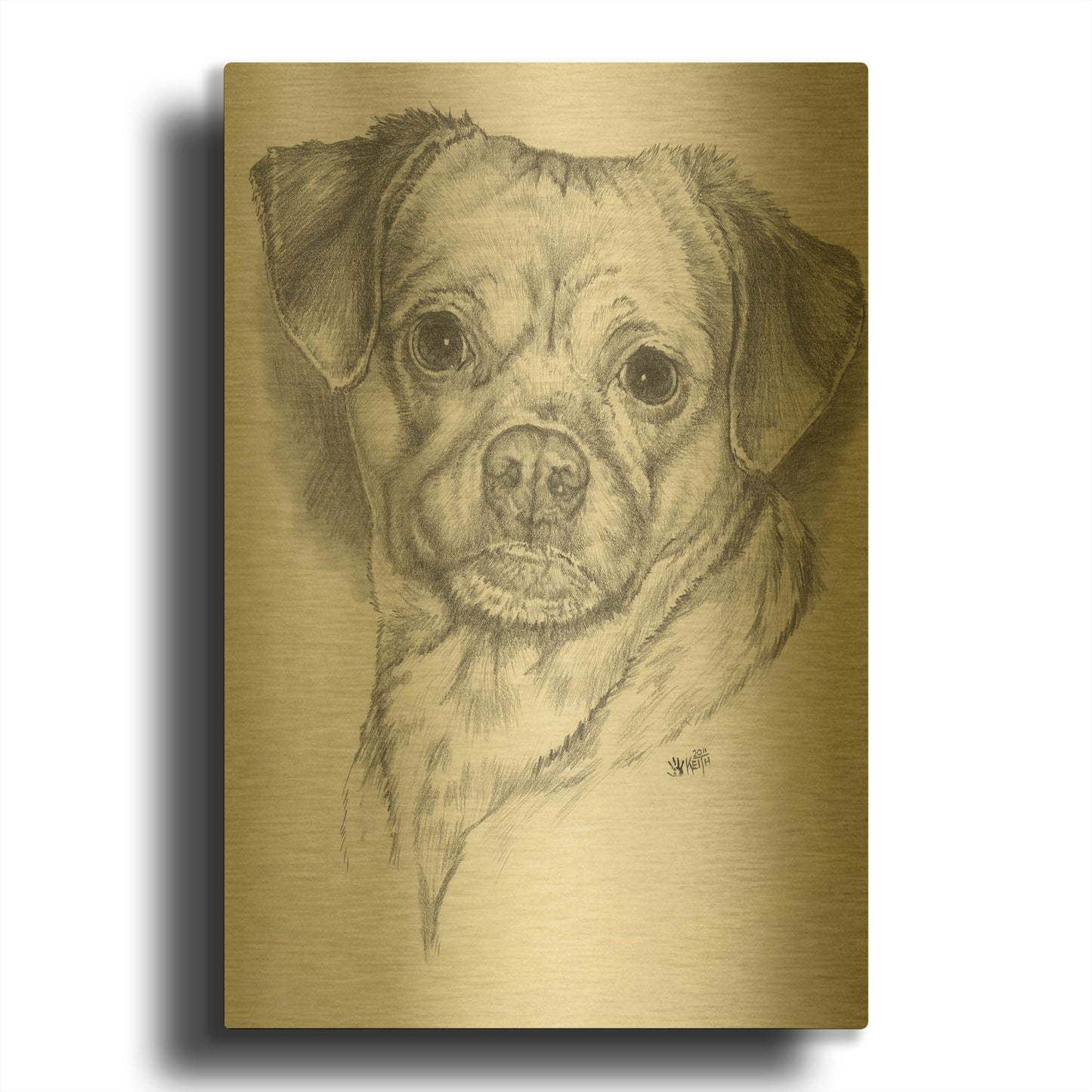 'Pugwawa' By Barbara Keith Gold Metal Wall Art