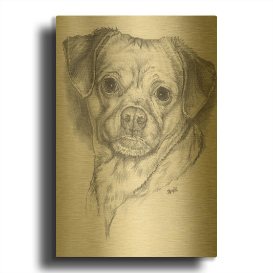 'Pugwawa' By Barbara Keith Gold Metal Wall Art