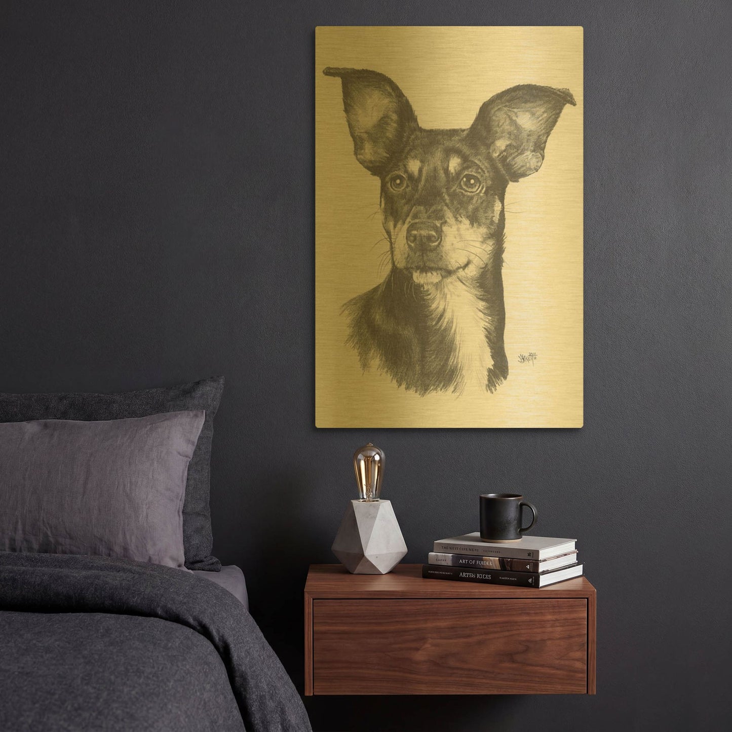 'Chiweenie' By Barbara Keith Gold Metal Wall Art